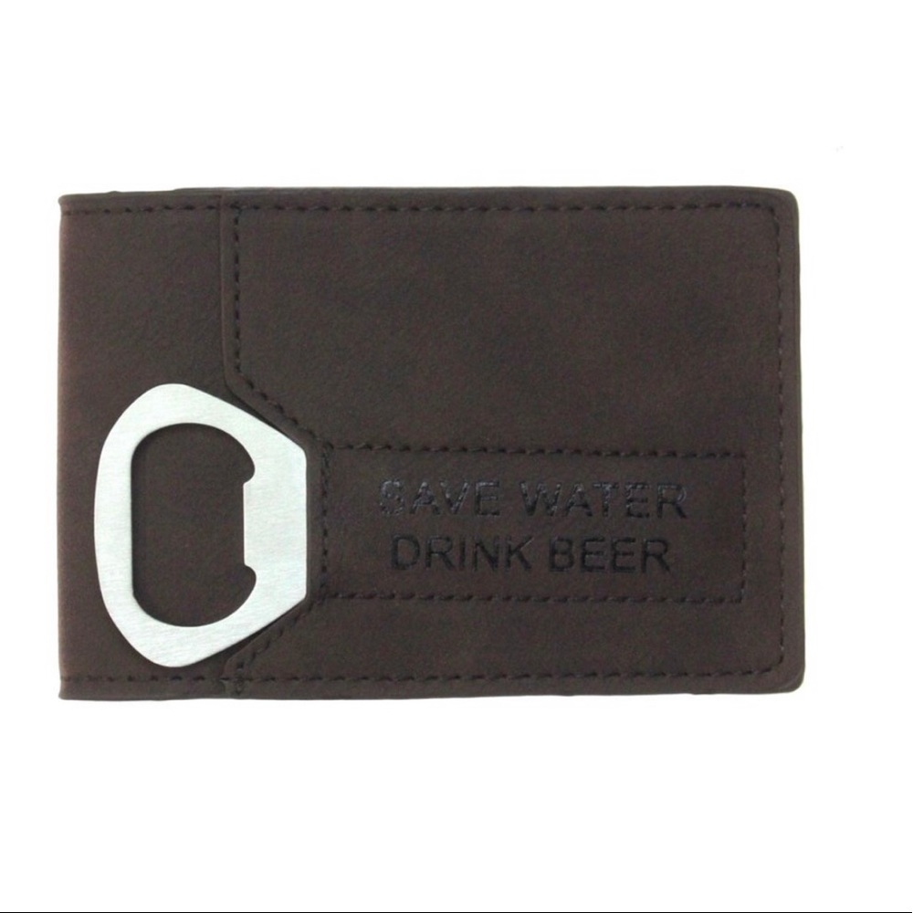 MEN'S WALLET & BOTTLE OPENER "SAVE WATER..."
